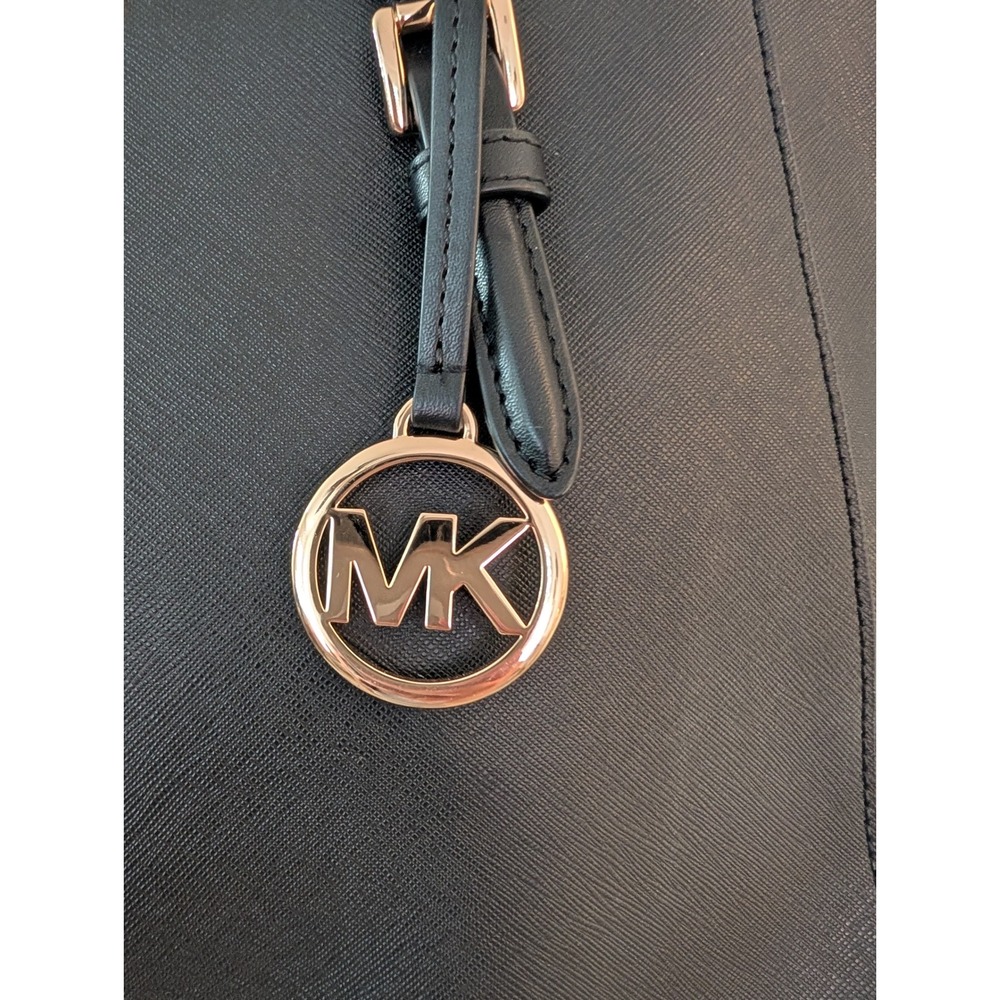 Michael Kors Black Saffiano Leather Tote Bag Gold Tone Hardware Zip Top - Picture 7 of 8